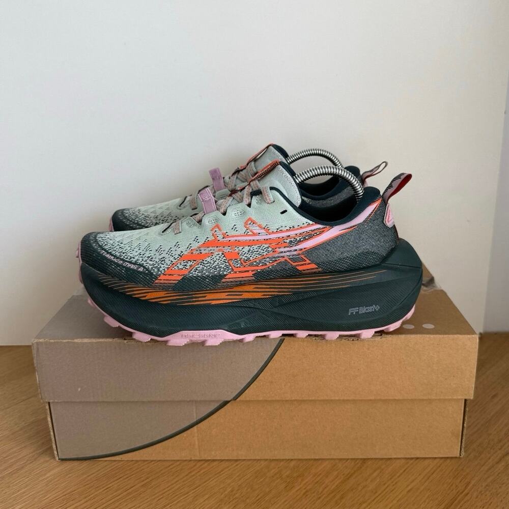 ASICS Trabuco Max 4 Cold Moss/Orange Women Trail Sneakers- SZ 7 - Picture 4 of 12